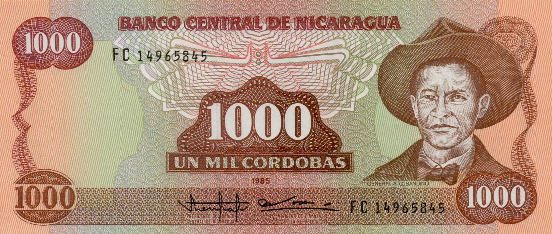 Nicaragua 1000 1985 UNC P-156/b